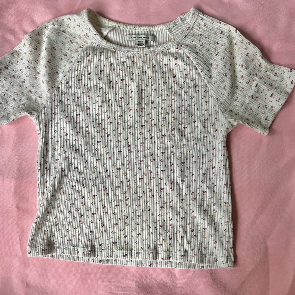 floral american eagle baby tee